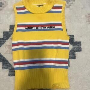 Tommy Hilfiger Denim Y2K Yellow Striped Knit Tank – XXS